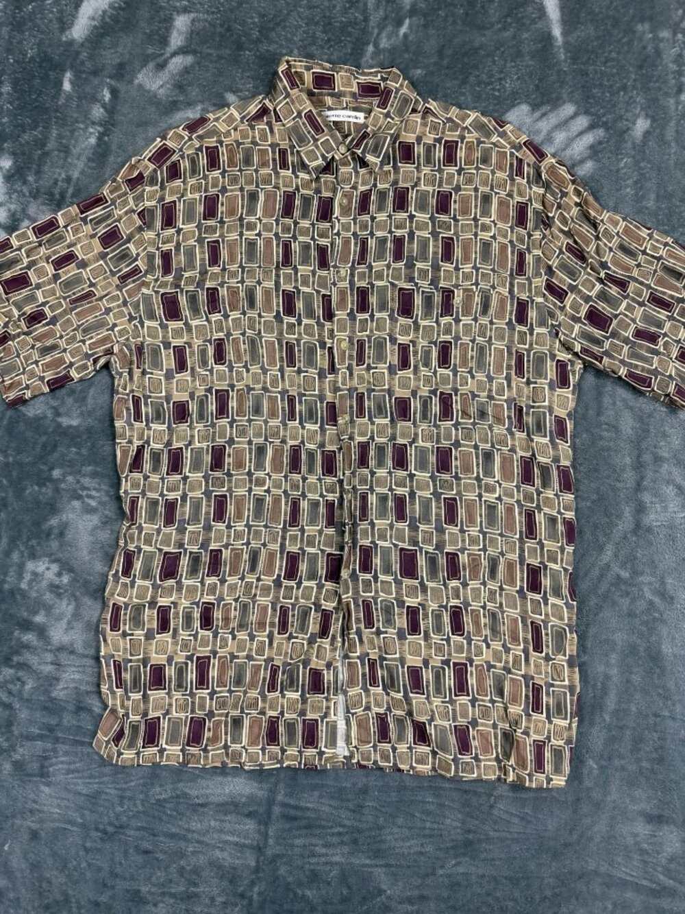 Pierre Cardin Mens Abstract Print Button-Up Shirt Size M